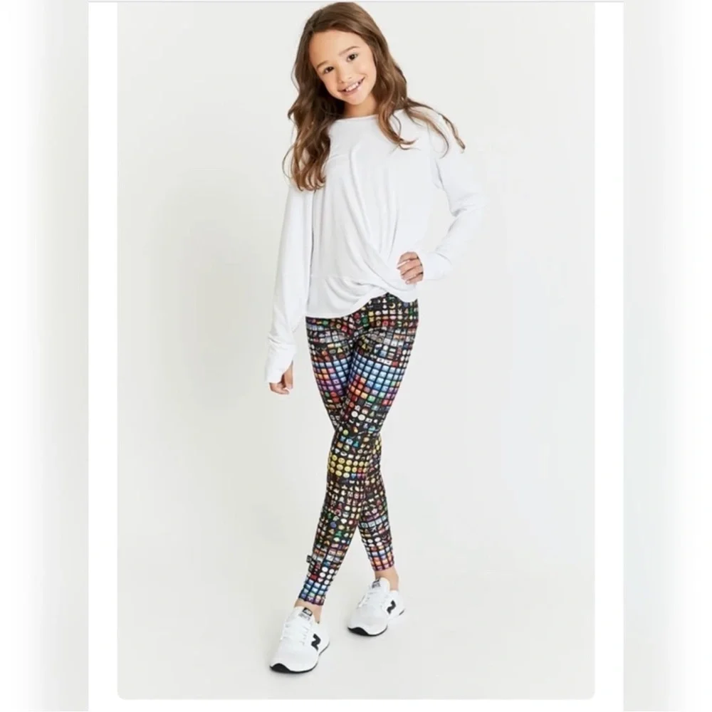 NWT Terez Emoji Print Leggings | Girls’ Medium | Soft Stretchy Athleisure